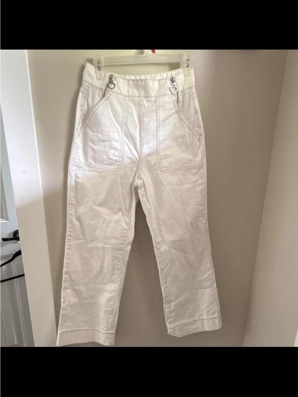 kate spade White straight led mid rise denim jeans with Heart Hardware